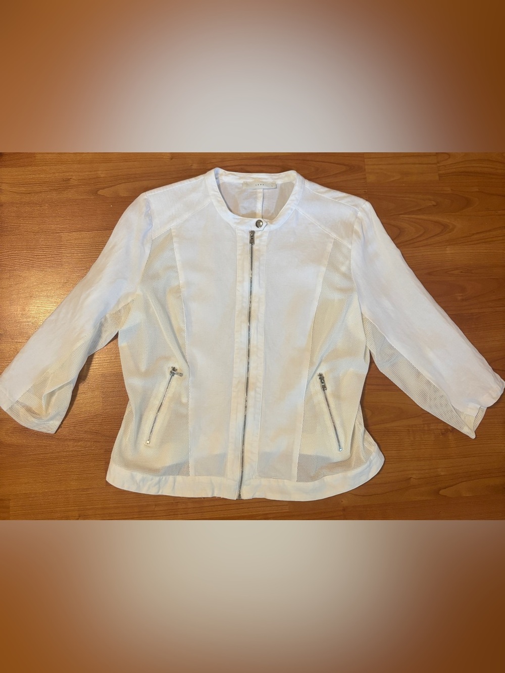 Linen Cream White Lightweight Blazer Blouse Top - Picture 2 of 6